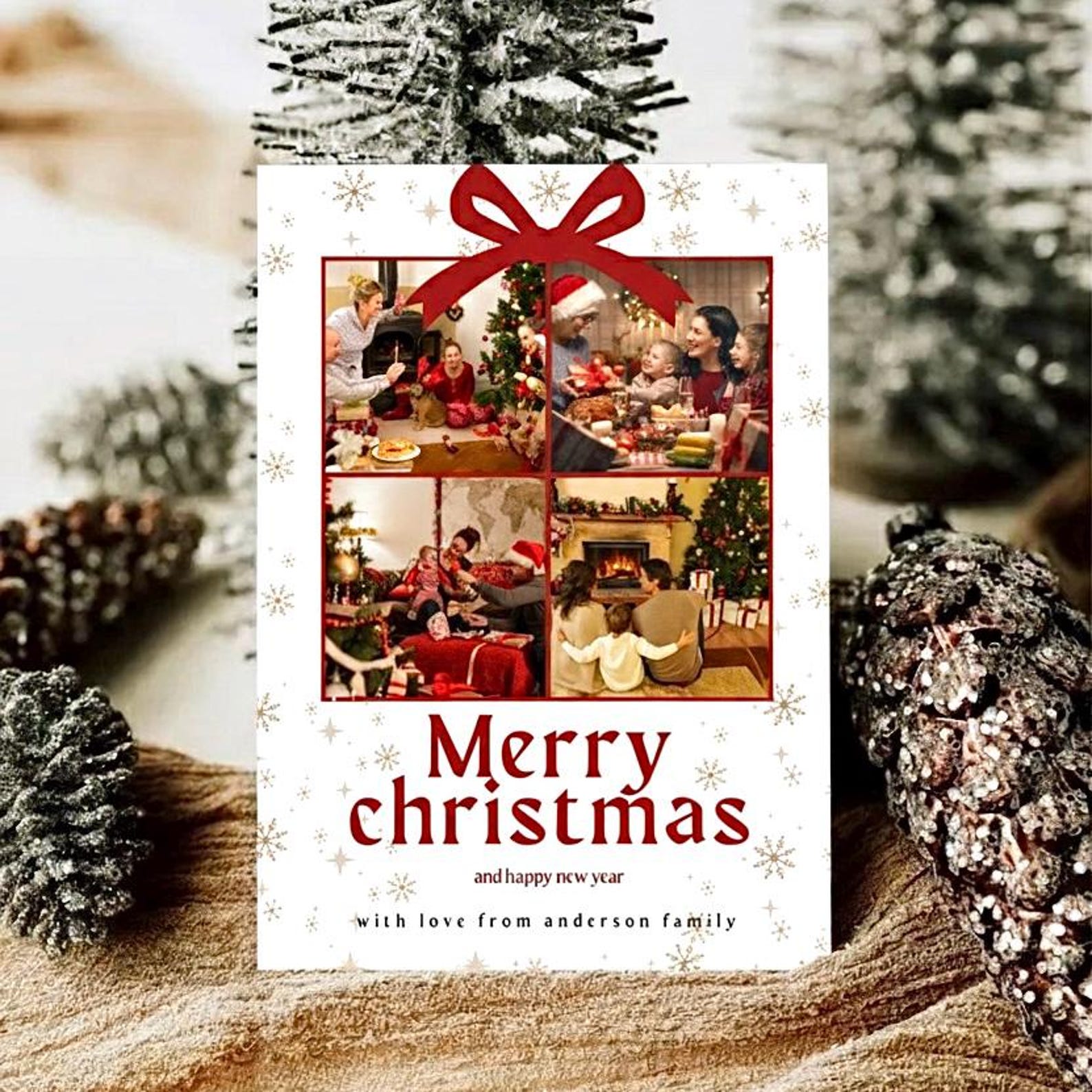 Modern Family Christmas Photo Collage Card: Editable Holiday Template ...