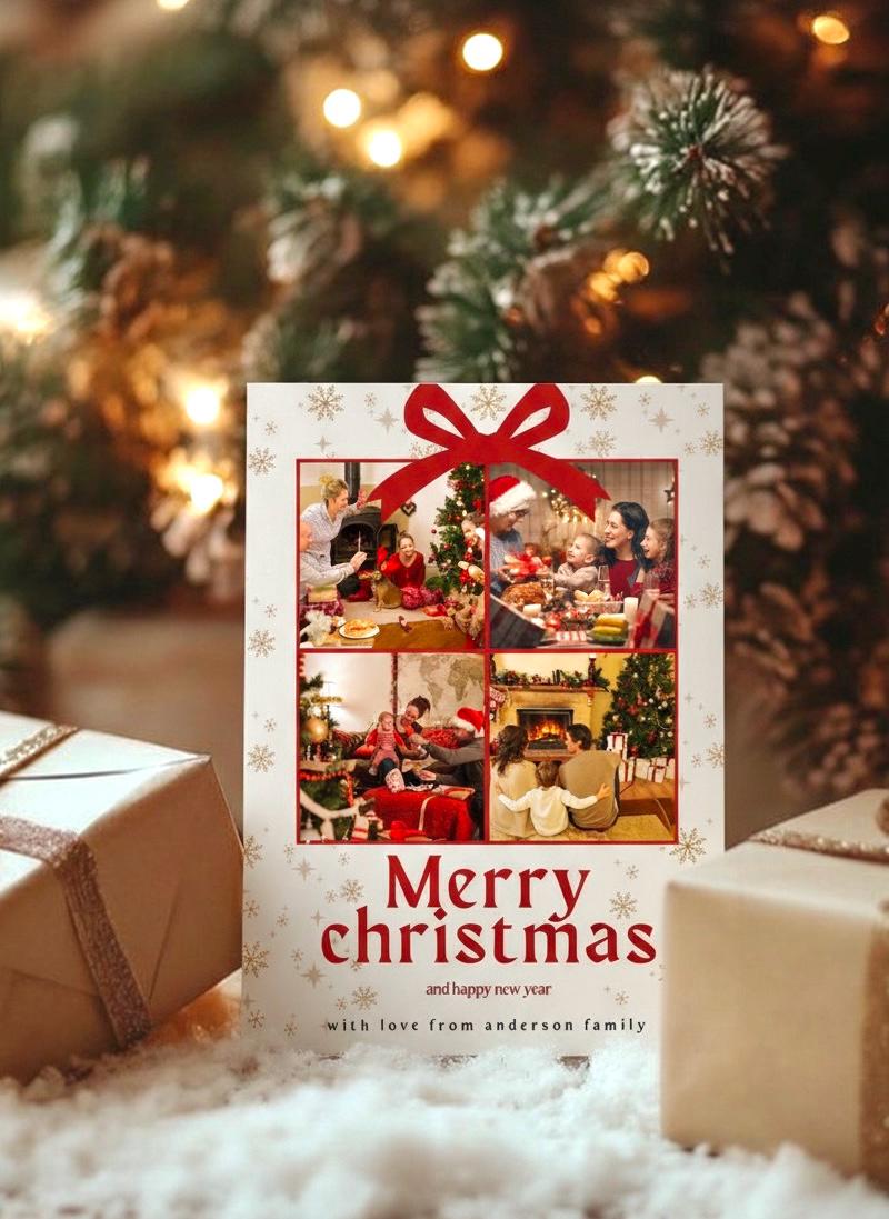 Modern Family Christmas Photo Collage Card: Editable Holiday Template ...
