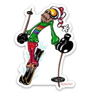 Old School Skier Sticker - Weatherproof - Vinyl Sticker - Vinyl Decal - Water Bottle