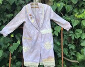 French country Taupe jacquard OOAK European duster dress Ranch barn Shabby chic Ivory bride pearl tatters prairie cowgirl wyoming magnolia