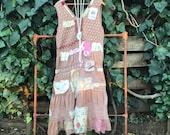 Summer Cottage hand dyed boho gypsy long dress Ranch Shabby chic boho pearl antique lace French country prairie cowgirl wyoming magnolia