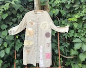 French country Linen European duster dress bride wedding Ranch barn Shabby chic Ivory bride pearl tatters prairie cowgirl wyoming magnolia