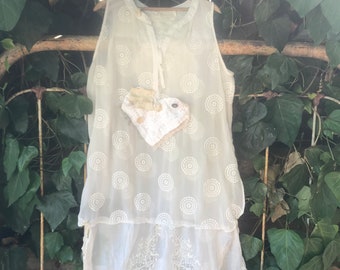 SALE STUNNING bride tunic dress antique laces Ranch Shabby chic cottage pearl FRENCH country  prairie cowgirl wyoming magnolia