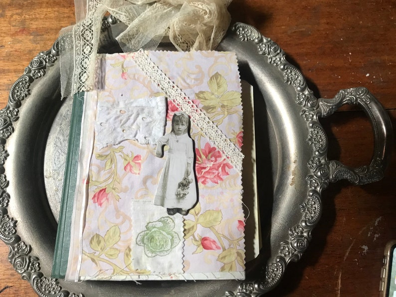 FLORAL spring shabby chic junk journal notebook memory diary book GIFT kateblossom journaling teen ephemera simple handmade OOAK magnolia image 1