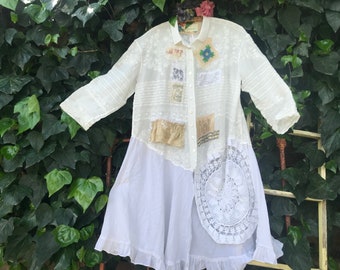 RESERVED FOR KATHY… White embroidered gorgeous, shabby spring dress