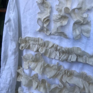 SALE ANTIQUE linen handmade shabby Romantic white taupe ruffles magnolia French chic tunic dress country shabby holiday cowgirl ranch image 5