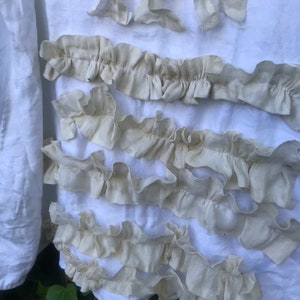 SALE ANTIQUE linen handmade shabby Romantic white taupe ruffles magnolia French chic tunic dress country shabby holiday cowgirl ranch image 4