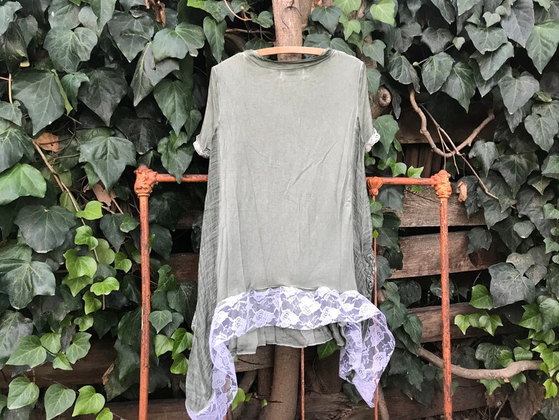 BRIDE Green lace gypsy boho pockets Holiday Romance embroidered Folk tunic Dress magnolia boheme French county shabby Top cowgirl ranch