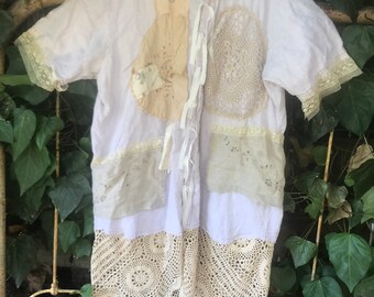 SALE GORGEOUS  linen European duster coat Ranch Shabby chic cottage pearl FRENCH country  prairie cowgirl wyoming magnolia