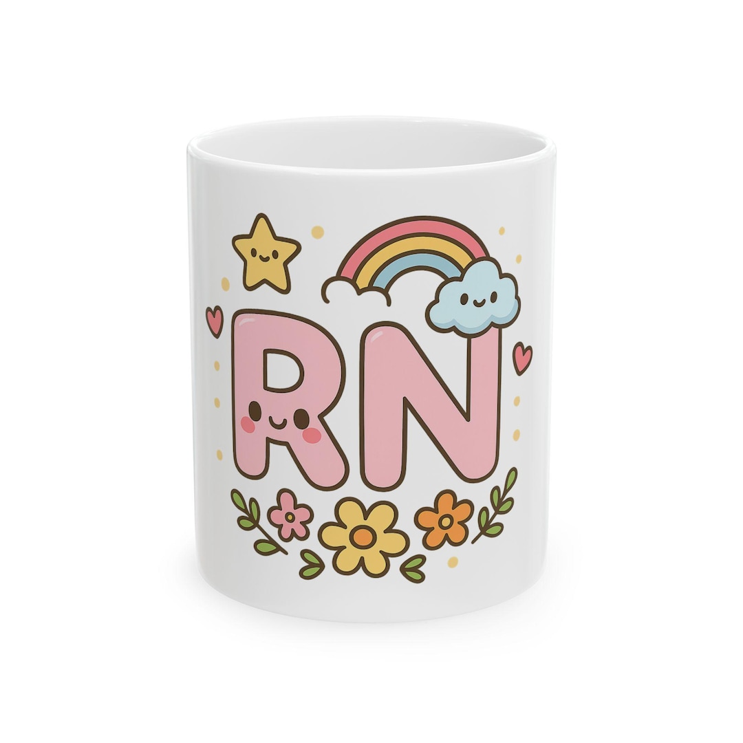 RN Mug | Cute Kawaii Nurse Initials Coffee Cup - Etsy