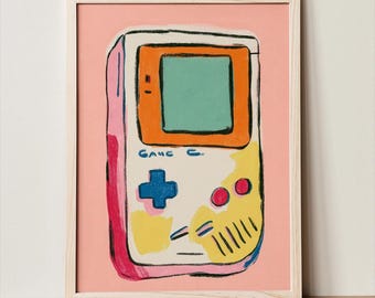 Game Boy Printable Wall Art, Retro Gaming Poster, 90s Gamer Decor, Eclectic Wall Print, Teen Room Art, Instant Download