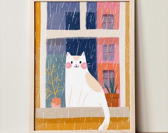 黒猫の雨の日アート：心温まるアニメイラスト40点（デジタル