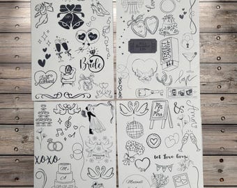 Recuerdos de boda, tatuajes personalizados, recuerdo de boda temporal personalizado al por mayor, línea negra clásica