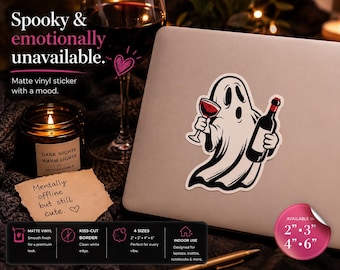 Pegatina de vinilo de fantasma de vino / Diseño de botella de Halloween