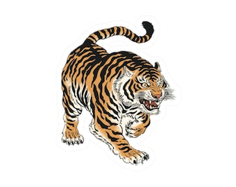 Vintage Roaring Tiger Sticker | Glossy Vinyl Illustration