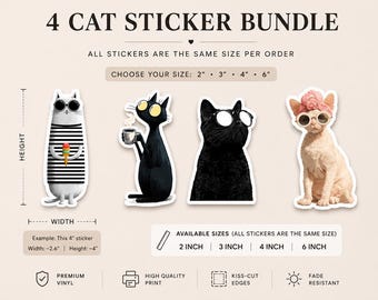 Stickervel illustratie speelse kat | Matte vinylstickers