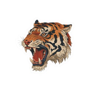 Roaring Tiger Head Kiss-Cut Stickers | Vintage Tiger Decal for Laptop, Water Bottle