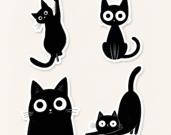 Black Cat Sticker Sheet Bundle| Mischievous Kitty Decals