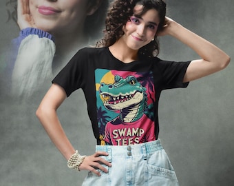 Camiseta de caimán cajún: divertida camiseta retro de pantano de Luisiana