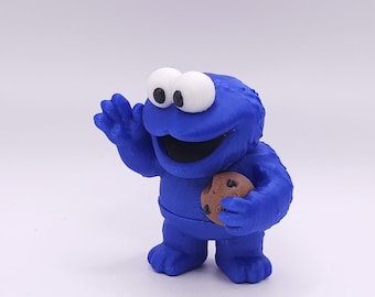 3D Printed Cookie Monster Figurine – Hidden Magnet Desk Buddy, Retro TV Collectible Gift
