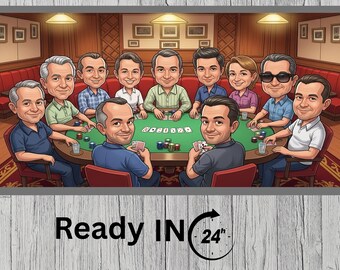 Custom  Poker Cartoon Portrait | Personalized Casino Caricature Drawing | Gift For Gambler | Funny Casino Caricature |Las Vegas Cartoon