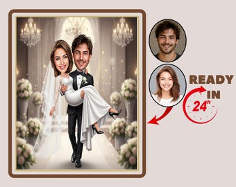 Custom Wedding Couples Cartoon Portrait, Wedding Caricature, Wedding Cartoon, Wedding Gift, Custom Caricature from Photo, Couples Gift