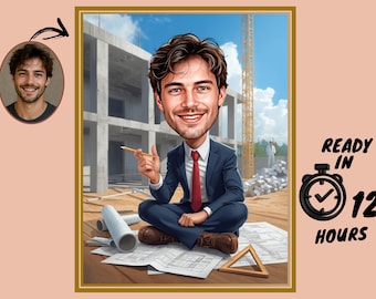 Custom Engineer Caricature, Personalized Engineer Portrait , Bespoke Engineer, Unique Gift for Him, Custom Gift for Engineer, Worker Gift