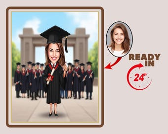 Custom Graduation Cartoon Portrait, Graduation Portrait, Graduation Gift, Graduation Cartoon, Graduation Caricature, Caricature from Photo