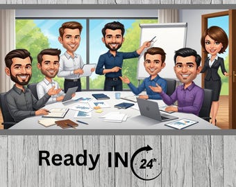 Custom Group Caricature, Group Portrait, Caricature from Photo, Group Gift, Custom Office Caricature, Office Portrait, Personalized Gift