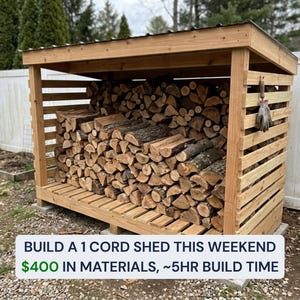 Modern Firewood Shed Plans | Beginner Friendly DIY | 1-Cord 2-Cord 3-Cord