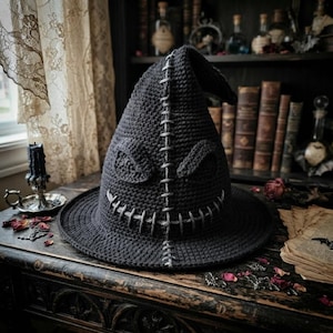 Patrón PDF de gorro de monstruo cosido a crochet, tutorial de gorro de Halloween a crochet, gorro de personaje espeluznante, patrón digital para adultos y niños.
