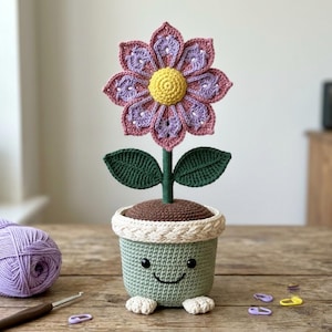 Smiley Flower Pot Crochet Pattern PDF, Cute Plant Crochet Pattern, Amigurumi Flower Pot Pattern, Digital Crochet Pattern, DIY Gift