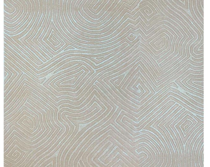 Hand-Tufted Wool-Silk Rug – Zigzag Pattern, gold