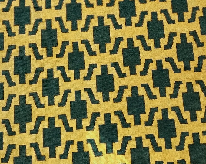 Geometric Tribal rug| Mustard Yellow, Forest Green | Aztec Ethnic Textile