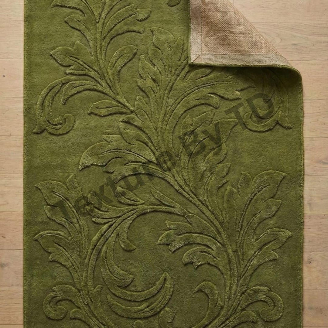 Hand-tufted Green Modern Rug With a Textured Floral Pattern. - Etsy
