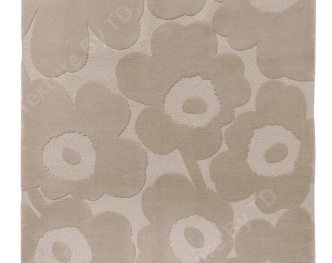 Hand Tufted Modern Light Beige Area Rug – Abstract Floral Wool Carpet – Contemporary Living Room