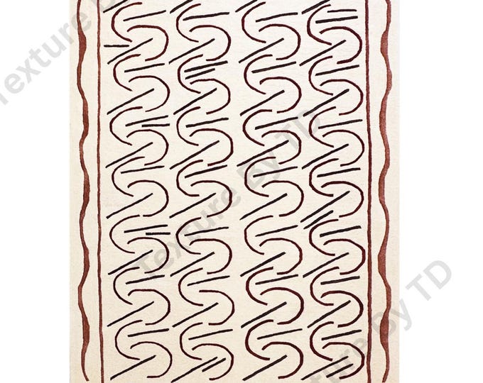 Hand Tufted Abstract Area Rug, Viscose & New Zealand Wool, Modern Minimalist