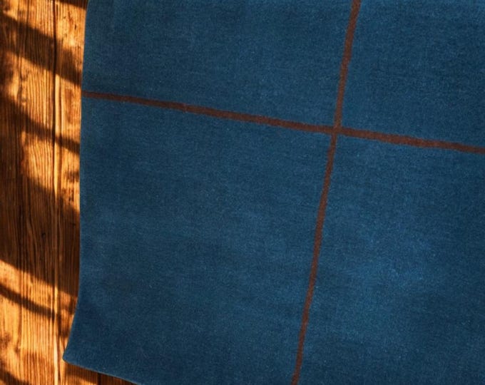 Hand Loom Woven Wool Carpet | Indigo Blue Minimal Modern Area Rug