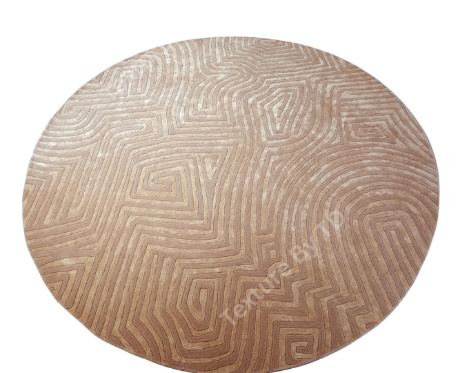 Hand-Tufted Wool-Silk Rug – Zigzag Pattern, gold