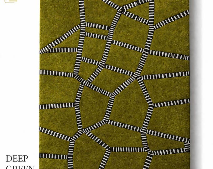 Deep Green Abstract Hand Tufted Wool Rug, Modern Geometric Carpet