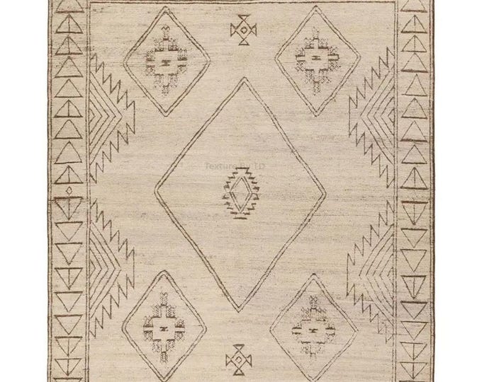 Luxury Authentic Tribal Heritage Rug – Natural Color, Medium Pile 0.5" – Handcrafted Geometric Design