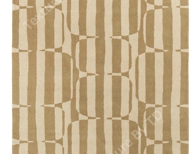 Hand Tufted Wool Area Rug – Modern Striped Carpet, Cream and light beige