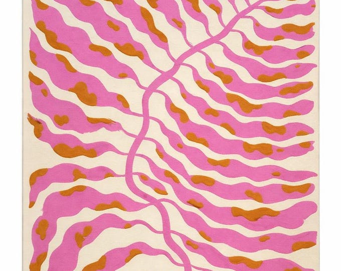 Hand-Tufted Wool Rug | Geometric Abstract Patchwork, Pink Statement Carpet