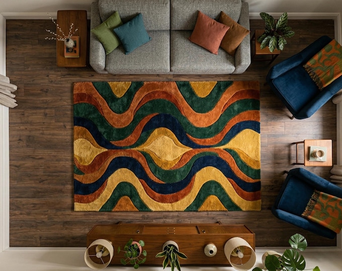 Hand Tufted Pebble Rug – Organic Green Wool Carpet