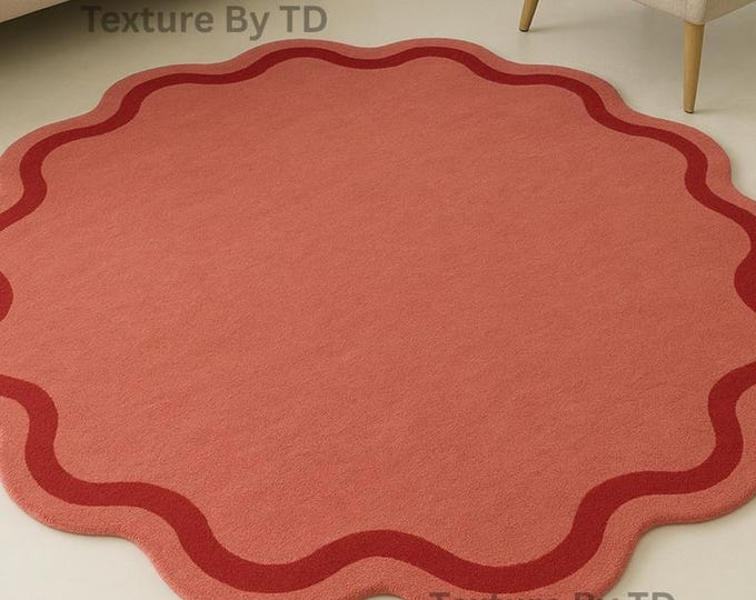 Scalloped-orbit Hand Tufted Abstract Area Rug, Viscose & New Zealand Wool, Modern Minimalist