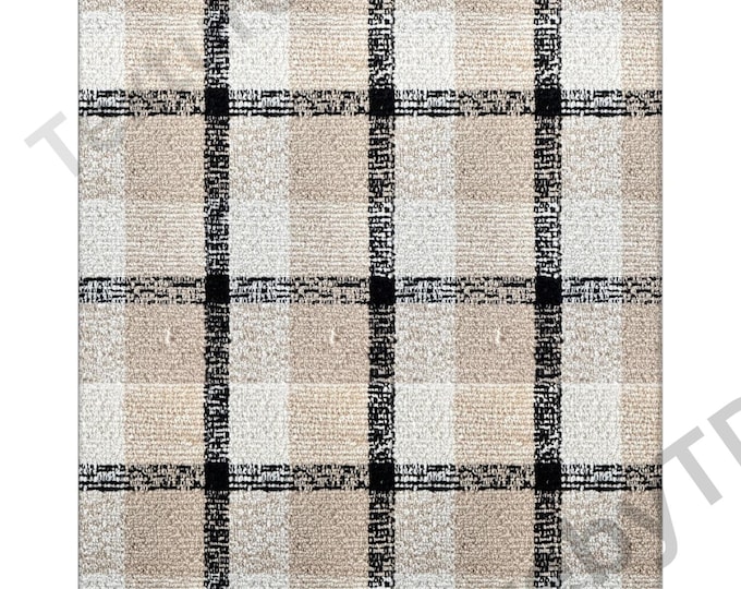 Hand-hooked navy-ivory modern rug with a textured crosshatch pattern.