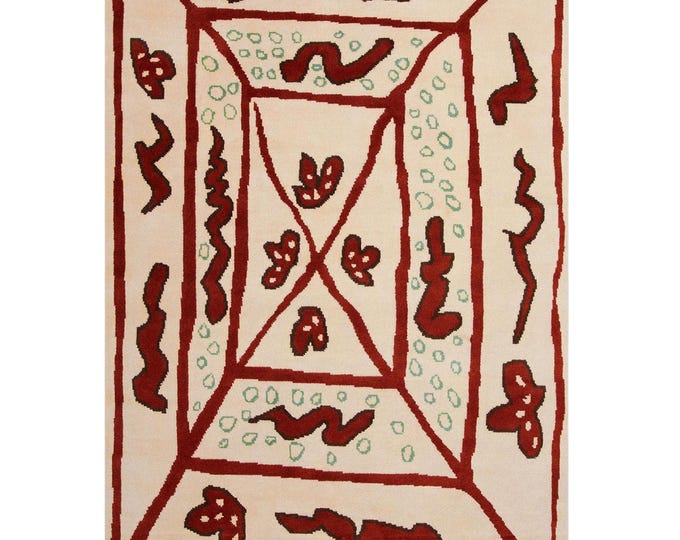 Hand Knotted New Zealand Wool Rug – Abstract Beige Texture