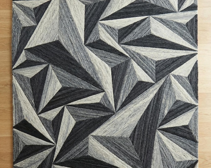 Grey 3D rug hand tufted rug