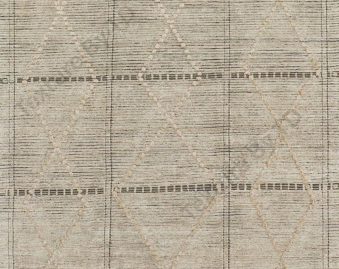 Hand-Knotted Wool Rug - 8x10 Modern Geometric Cream & Grey Carpet