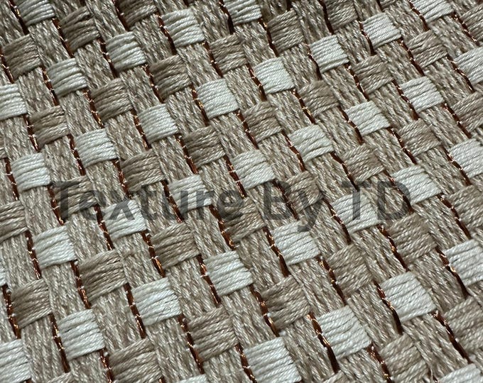 Handwoven Linen Textile Art - Metallic Copper Basket Weave, 12x12